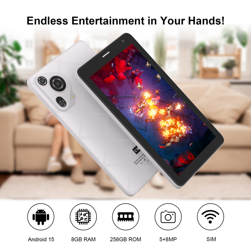 C idea Tablet Wifi da 7 pollici con custodia 8+256GB Storage Quad Core Processor 600x1024 IPS Touchscreen CM528 bianco