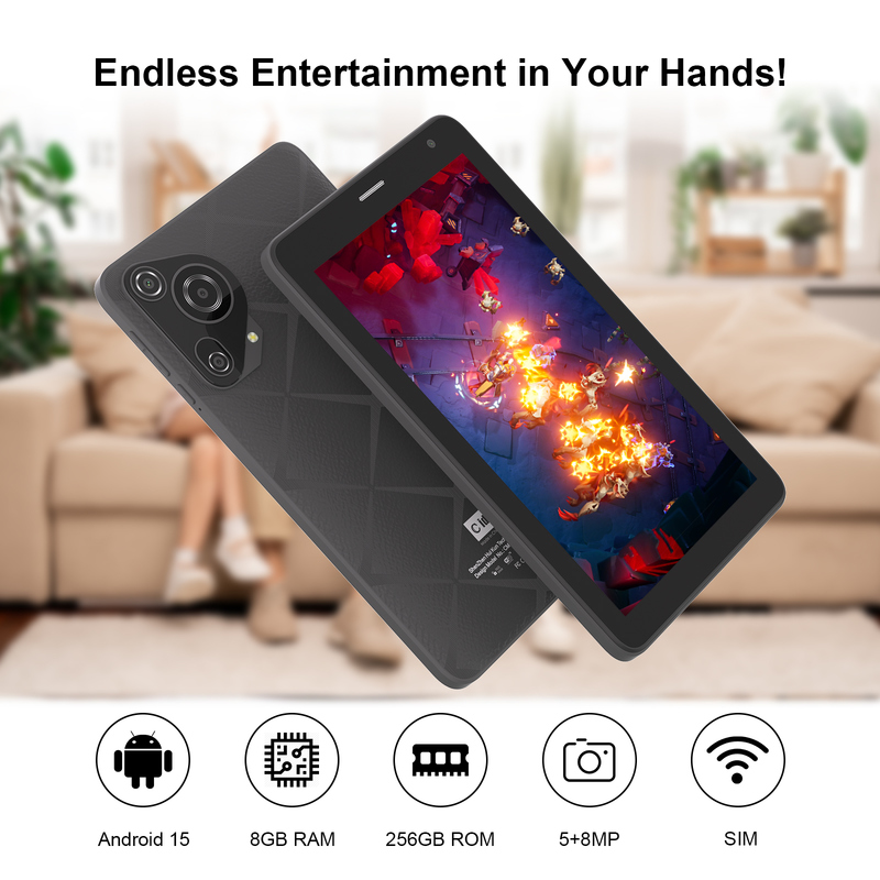 C idea Tablet Wifi da 7 pollici con custodia 8+256GB Storage Quad Core Processor 600x1024 IPS Touchscreen CM528 nero