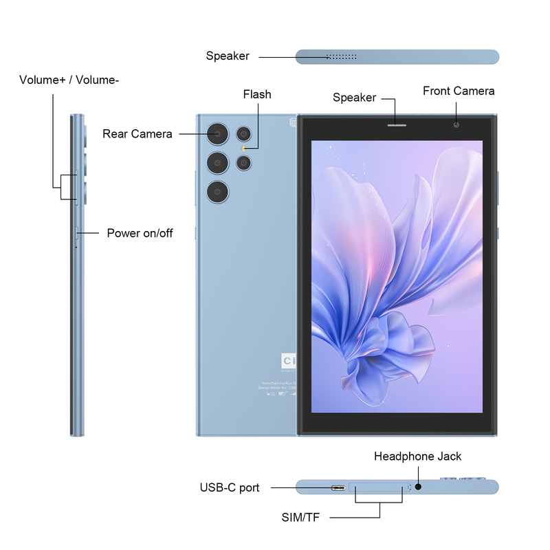 C idea Tablet Wifi da 8 pollici con 8+512GB di memoria Quad Core Processor 800x1280 IPS Touchscreen blu CM824