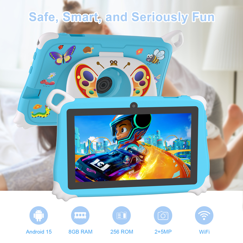 C Idea Android 15 Kids Tablet 8+256GB Tablet didattico Kidspad con Friendly APP CM86 blu