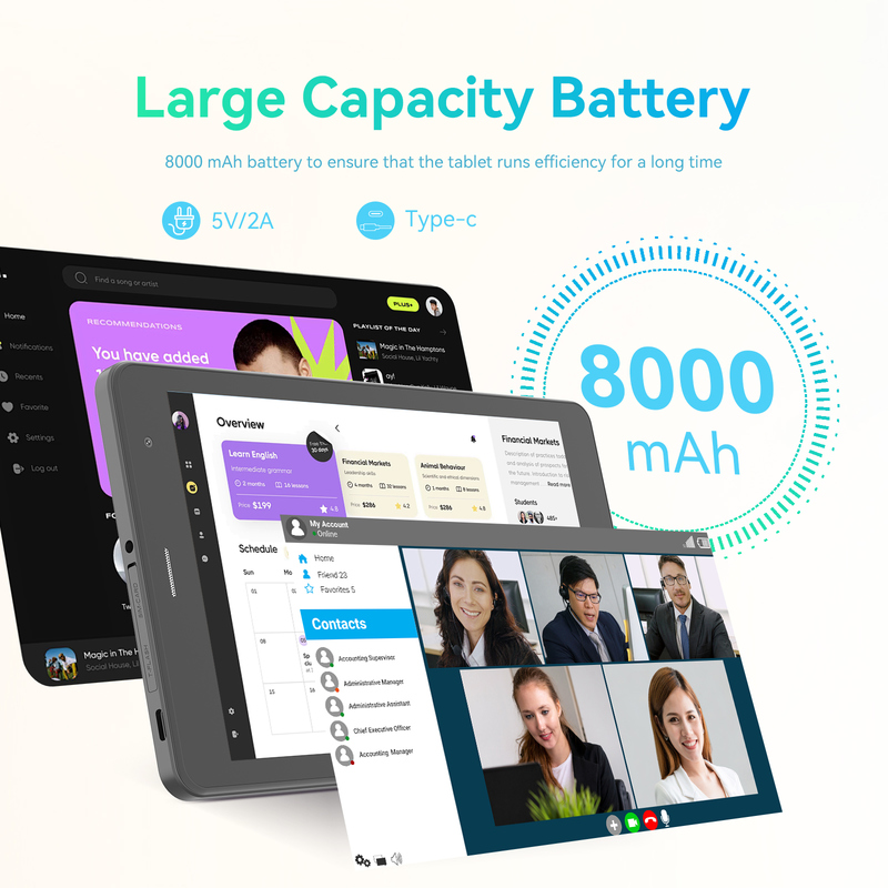 C idea Youth 8 Inch Tablet Android 15 con schermo a luce nera, WiFi, 8GB + 512GB, 800*1280 IPS incell CM828