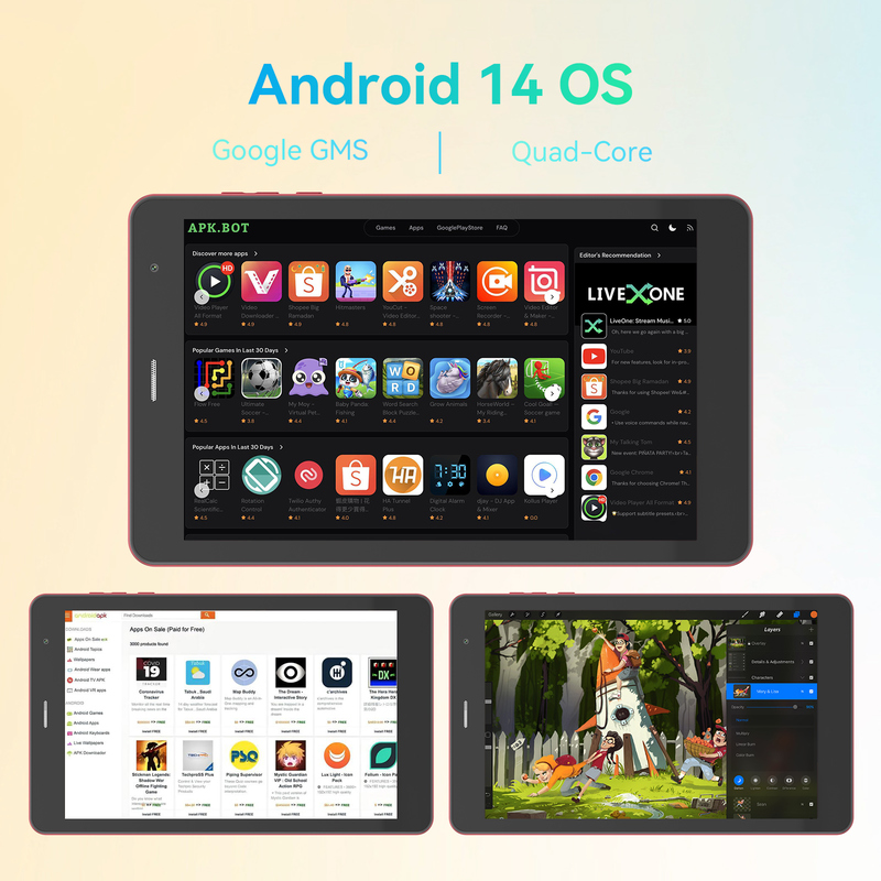 Tablet C idea Youth rosso da 8 pollici Android 15 con slot per scheda tf, WiFi, 8GB + 512GB, 800*1280 IPS incell CM828