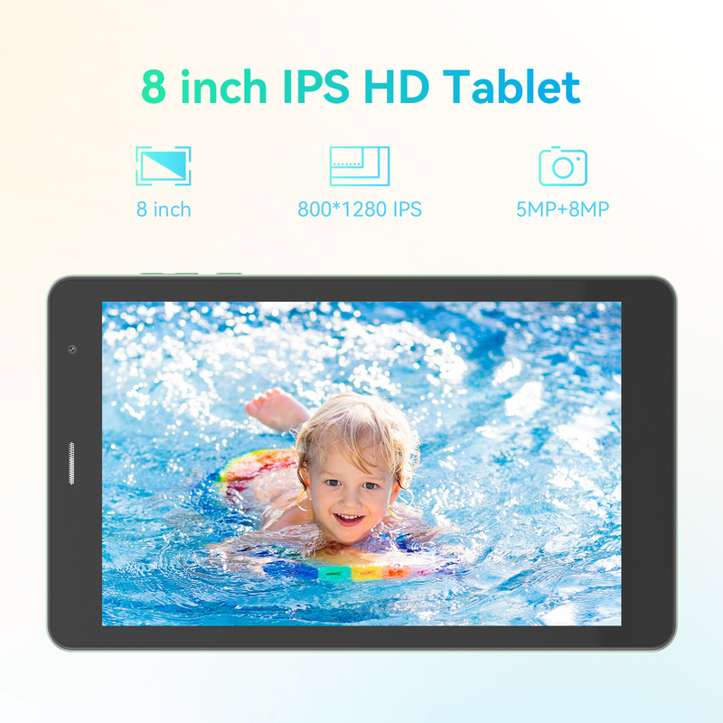 C idea Youth green 8 Inch Tablet Android 15 con slot per schede tf, WiFi,8GB +512GB, 800*1280 IPS incell CM828