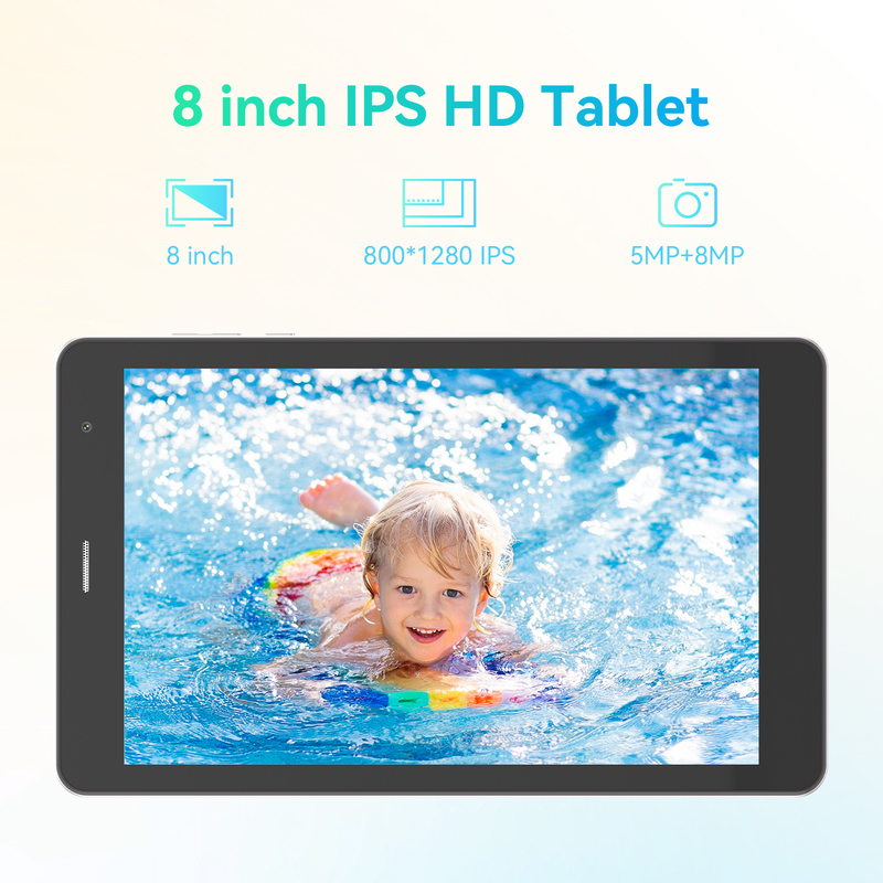 C idea Youth silver 8 Inch Tablet Android 15 con slot per schede tf, WiFi,8GB +512GB, 800*1280 IPS incell CM828
