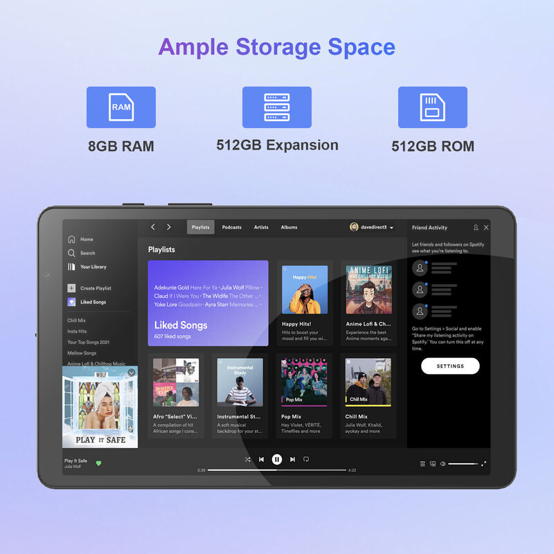 C idea Smart Tablet PC da 8 pollici con tastiera 8GB RAM+512 ROM 800*1340 IPS incell Touchscreen Display grigio CM866