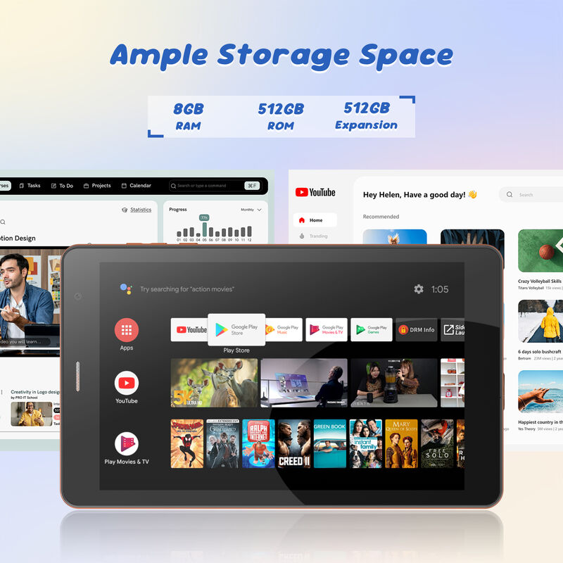 C idea Tablet Wifi da 7 pollici con custodia 8+256GB Storage Quad Core Processor 600x1024 IPS Touchscreen CM517 air