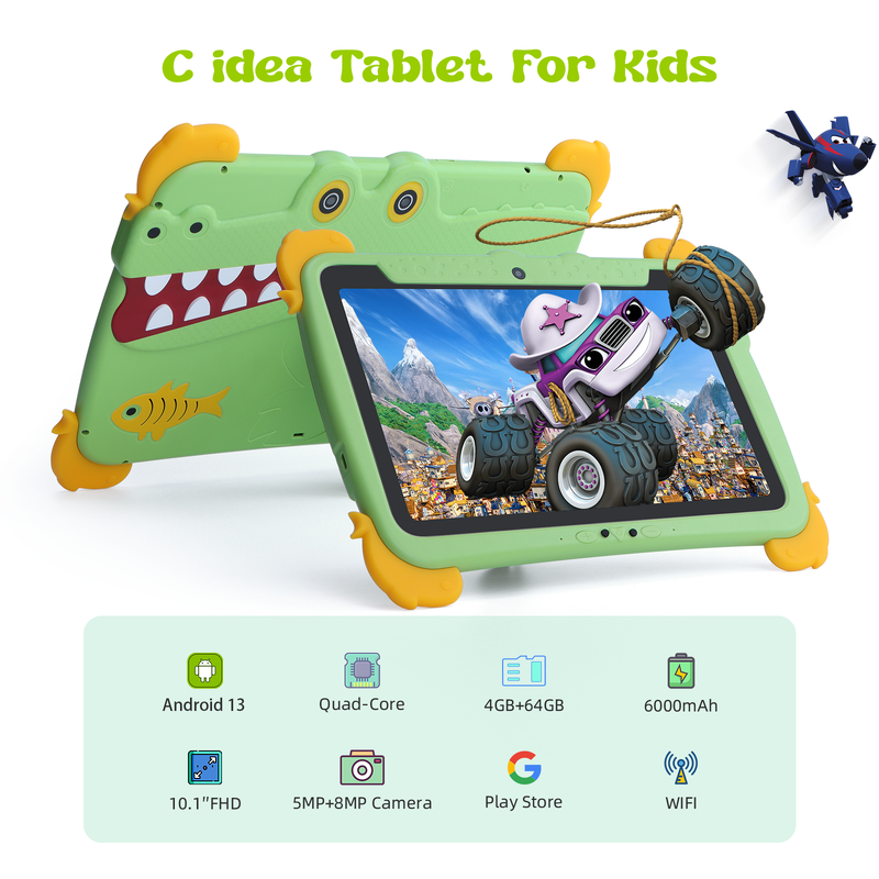 C Idea Tablet Android da 10,1 pollici 4 GB di RAM 64 GB di ROM Tablet Kidspad P1100