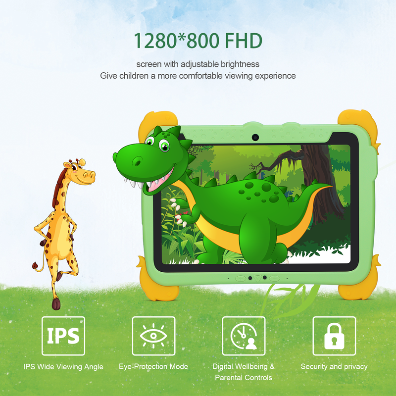 C idea Kids Tab 10.1inch Android 13 Tablet per bambini 4GB RAM 64GB ROM Protezione oculare Touchscreen per bambini da 3 a 8 anni