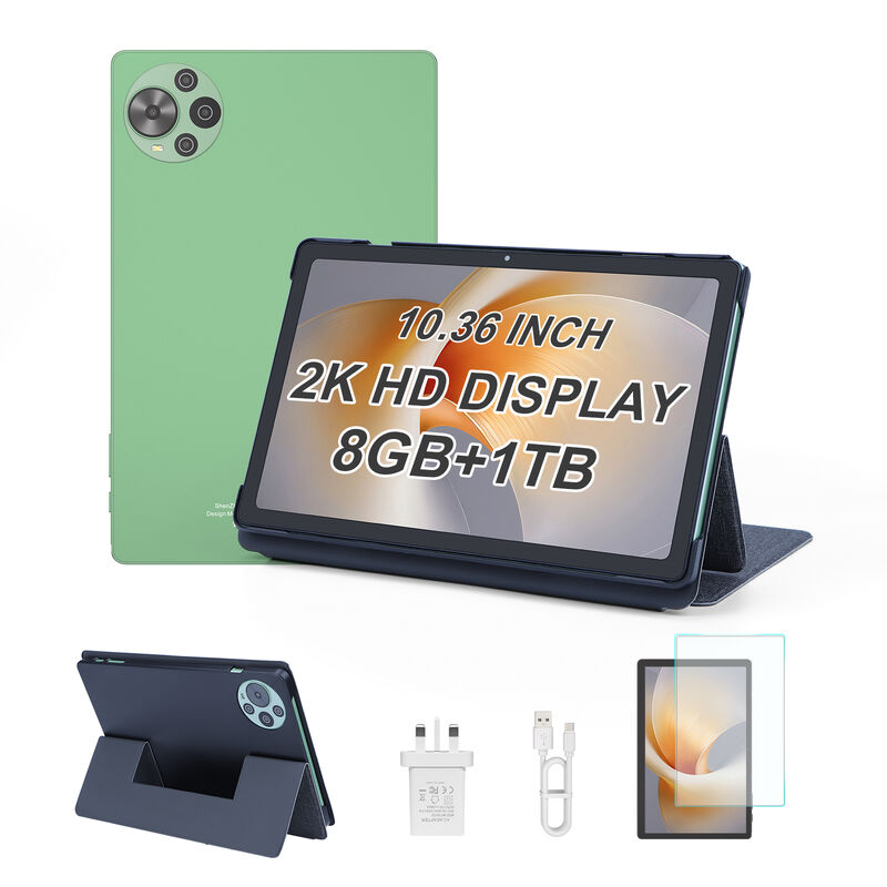 C Idea Factory Tablet da 10,36 pollici 8 GB RAM + 1 TB ROM Doppia fotocamera Tablet Android 14 con scheda SIM per adulti CM10500 Plus (Verde)