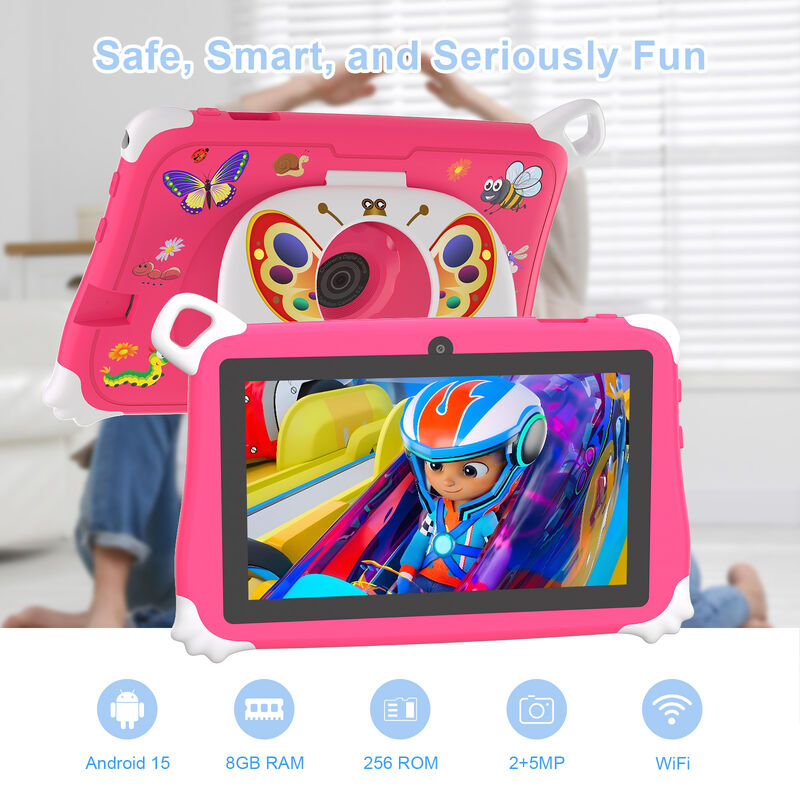 C Idea New Kids Tablet PC 7 pollici 8 GB RAM 256 GB ROM Android 16 Wi-Fi Drop Resistente Uso didattico (CM86-Pink)
